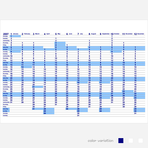 Excel De Calendar 07年 年間スケジュール表